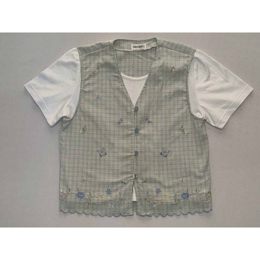 Vintage Napa Valley Petites Embroidered Mock-Layered Vest Top | Unknown Size